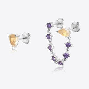 Silver Zircon 925 Sterling Silver Mismatched Earrings